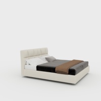 Cadre de lit avec tête de lit capitonnée à dossier haut, base plateforme en bois massif avec espace de rangement, coussin moelleux, montage facile, style moderne, taille King