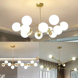 Square Luxury Branches White Bulb Restaurant Globe Shape Led Nordic Style Glass Ball Ceiling Nordic Modern Pendant Light