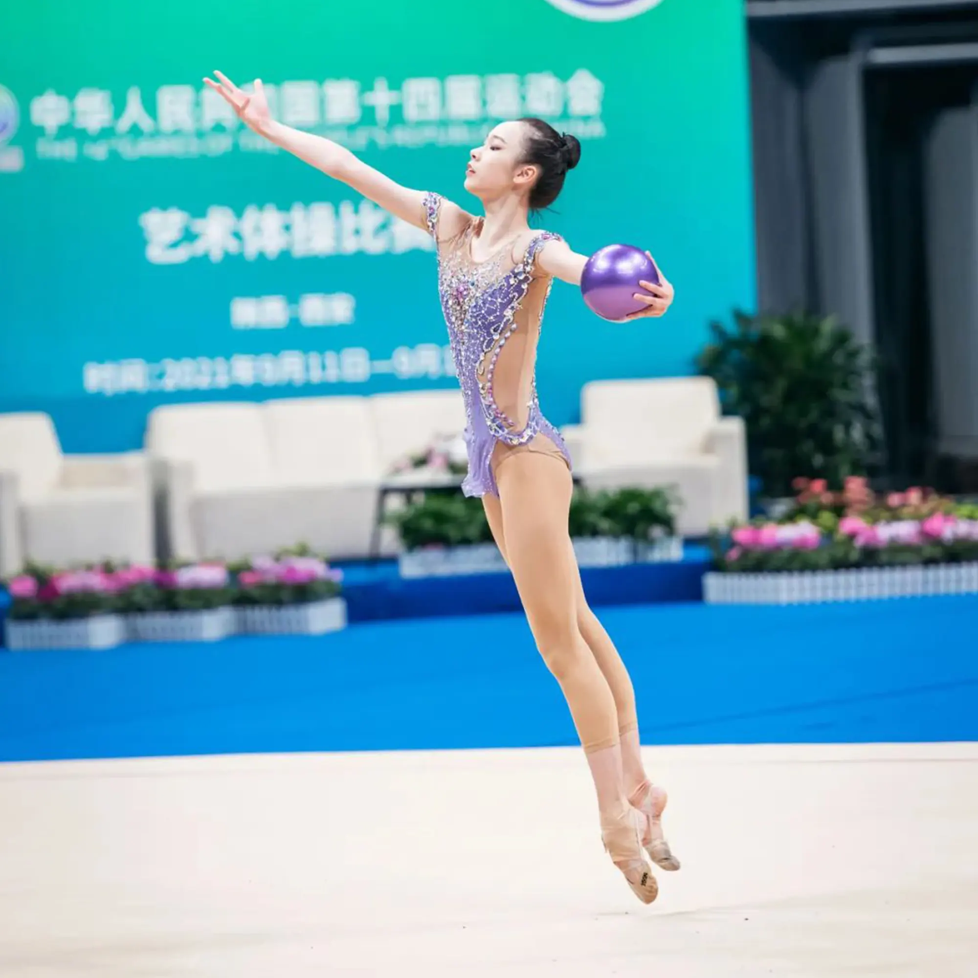 Gaofei FIG ha approvato il pavimento ritmico professionale di ginnastica artistica pavimento 14x14 M palestra Hangzhou giochi asiatici per la competizione