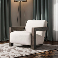 Fauteuil individuel rétro américain en bois massif, luxe léger, en coton et lin, personnalisable, pour salle à manger, loisirs, extérieur et villa