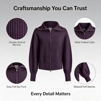 Winter-Freizeitstrickjacke für Damen mit Matrosenkragen und Reißverschluss, 100% Polyester, Anti-Schrumpf, Anti-Falten, Verkehrsdesign, Computergestrickt