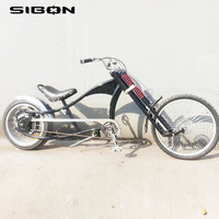 Sepeda Listrik Chopper Vintage SIBON 48v Baterai Lithium High Back 500w Penggerak Roda Belakang Rem Cakram Ban Lebar untuk Dewasa dengan Kotak Peralatan