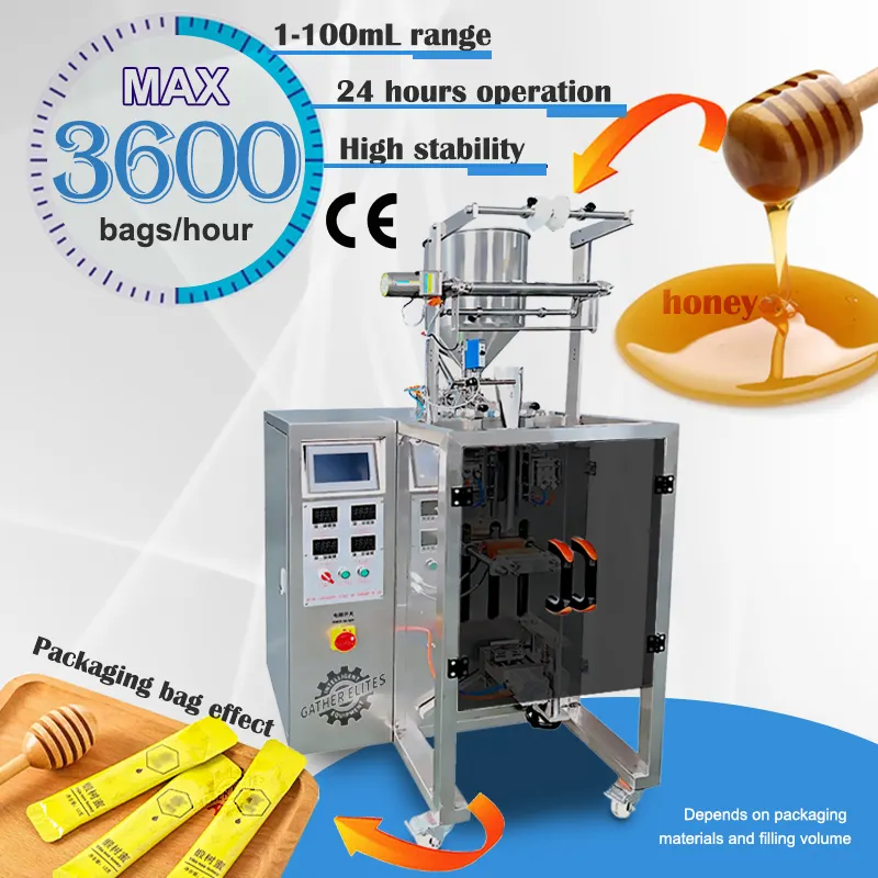 Máquina de embalagem líquida de ketchup e geléia de óleo de mel totalmente automática, máquina de embalagem de saquinhos de shampoo, máquina de embalagem de mel