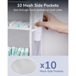 Over Door Organizer 5 Large Pockets 10 Mesh Side Pockets Grey Hanging <b>Storage</b> For Baby Products <b>Shoes</b> Toys Neatening - Product Image 3