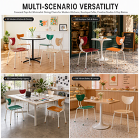 Chaise de salle à manger en plastique à dossier semi-circulaire de style nordique moderne, empilable, protégée contre les UV, chaise de café en PP pour restaurant en plein air