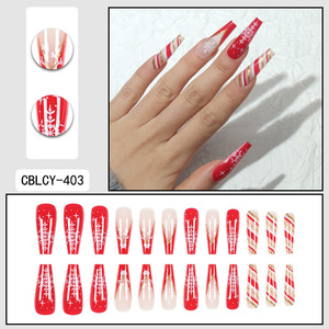 Parche de manicura francesa usable para <span class=keywords><strong>uñas</strong></span> copo de nieve Blanco Amor cuernos diseño invierno Navidad ataúd <span class=keywords><strong>uñas</strong></span> postizas para dedos - Product Image 2