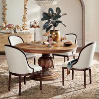 Table à manger ronde extensible en bois massif de style traditionnel français pour la maison, l'hôtel, la villa