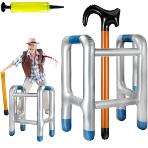Decoraciones para fiestas de jubilación, accesorios divertidos para disfraces de vejez, regalo de mordaza, andador inflable y bastón - Product Image 1