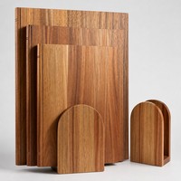 Acacia houten snijplank set van 3 met standaard, multi-formaat boekvormige houten snijplanken voor keukenvoorbereiding