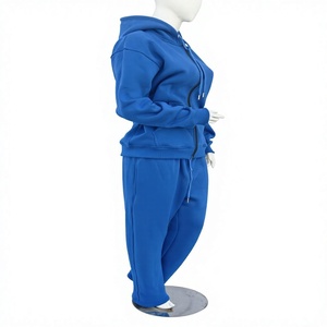 Ensemble de survêtement unisexe bleu roi 2 pièces en molleton de coton surdimensionné, délavage acide, logo personnalisé sur le devant, OEM, marque privée, vente en gros - Product Image 4