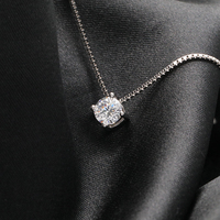 Collier initial en argent sterling 925 avec zircon rond de 5 mm à quatre griffes, bijou fantaisie délicat pour femme