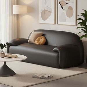 Sofá Cama Chesterfield Moderno de Dos Plazas, Cuero Genuino PU, Cuadrado, Ecológico, para Apartamentos Pequeños, Sala de Estar, Dormitorio, Negro - Product Image 2