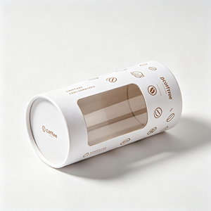Boîte cylindrique de luxe en papier avec fenêtre transparente, taille personnalisée, tube en kraft pour emballage de café en grains, emballage boutique - Product Image 6