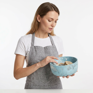LIGHTEST - Tazón para Servir Ensaladas de Resina Azul Brillante, Apto para Alimentos, Ecológico, Moderno, de Lujo, Diseño Tallado a Mano con Aspecto de Mármol - Product Image 1