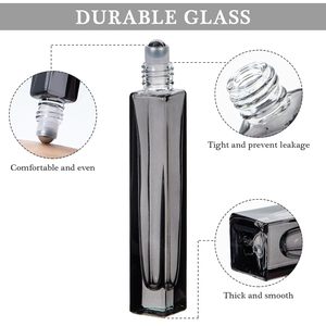Flacon de parfum en verre noir fin carré format poche 10 ml avec couvercle noir, impression sérigraphique, logo personnalisable, échantillon disponible - Product Image 3