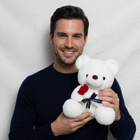 Ours en peluche rose rouge romantique, jouet en peluche doux, animal en peluche câlin, décoration pour le coucher, cadeau pour une occasion spéciale