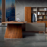Prix réduit GENOVA 91D2702 Bureau de direction en L de luxe moderne pour usage commercial, design de mobilier de bureau, extensible pour PDG et dirigeants