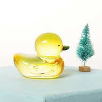 Figuras de Pato Amarillo de Cristal, Coleccionables, Figura de Animal de Vidrio para Decoración de Mesa y Hogar, Artículo de Decoración, Pisapapeles