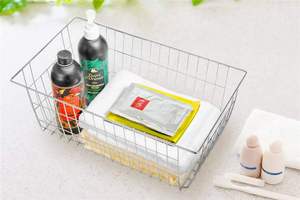 Paniers de rangement pour congélateur, adaptés aux armoires de cuisine, garde-manger, grands paniers de rangement en fil métallique, avec poignées - chromés, lot de 2 - Product Image 3