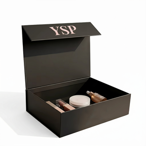 Caja de Regalo Rígida Magnética Negra Mate de Lujo Personalizada con Logotipo para Empaque de Productos de Belleza y Cuidado de la Piel - Product Image 1