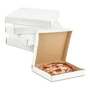 カスタム印刷3 6 9 16 18 28 3236インチリサイクル可能な白いクラフト段ボール紙食品持ち帰り包装折りたたみピザボックス