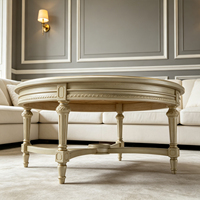 Table basse moderne en bois massif avec plateau en marbre, finition dorée, convertible et extensible, meuble de salon, table ronde centrale