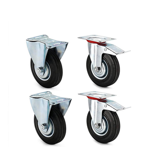 Juego de 4 ruedas negras de 76 mm para carritos y muebles, 2 giratorias, 2 fijas, capacidad de carga de 200 kg - Product Image 1