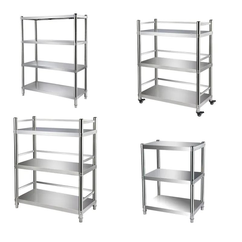 Manufacturers supply multi-layer floor-standing pot rack microwave oven storage 4-tier kitchen storage rack shelf