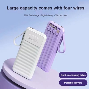 Batterie externe universelle portable à charge rapide avec 4 câbles intégrés, 10000 mAh, chargeur mobile d'extérieur, prix d'usine - Product Image 6