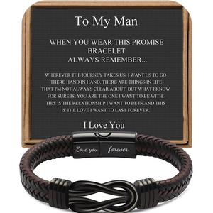 Knot <b>Bracelet</b> Gifts for Men Brown Braided Leather Stainless Steel <b>Bracelets</b> <b>Love</b> You Forever Gifts for Son Husband - Product Image 1