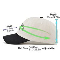 Gorra de Papá de Algodón Sarga Bicolor de 5 Paneles Estilo Vintage, Suave, Sin Estructura, de Perfil Bajo con Visera Curva y Bordado - ¡Gran Oferta!
