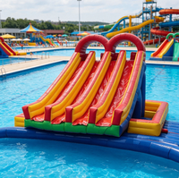 Toboggan aquatique gonflable commercial sur le thème des animaux, géant, avec pieuvre, grenouille, dauphin, pour parc aquatique