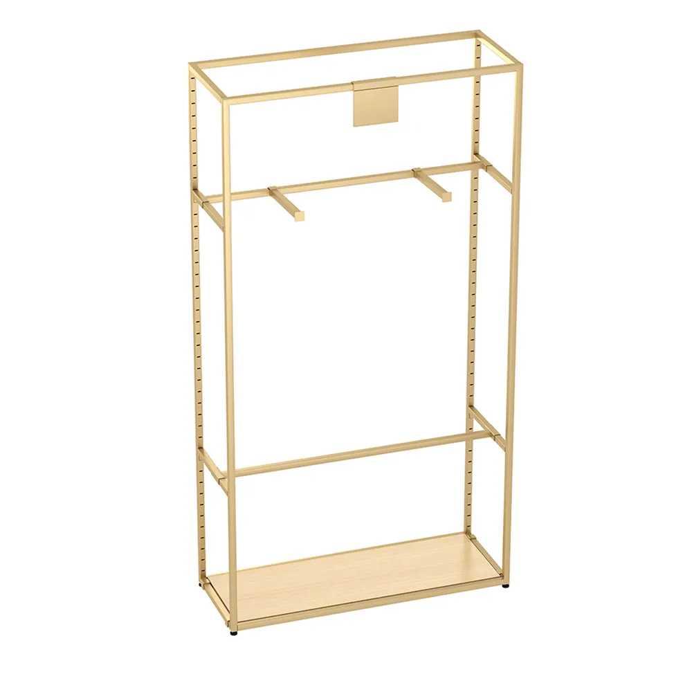 Luxury clothing store fixtures mall metal gold wall floor stand custom clothes display rack