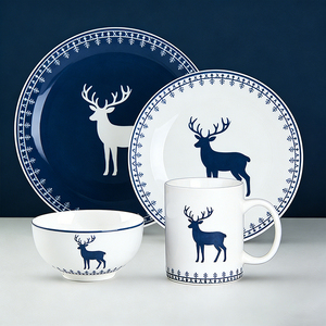 Juego de <span class=keywords><strong>vajilla</strong></span> de cerámica de Navidad con Santa muñeco de nieve platos impresos cuencos <span class=keywords><strong>vajilla</strong></span> de vacaciones personalizada para promoción de regalo de fiesta en casa - Product Image 6