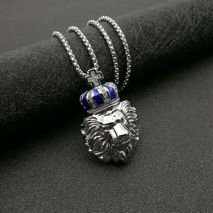 Yunnique – collier avec pendentif tête de lion, en acier inoxydable, plaqué or et argent, bijoux sur le thème des animaux, cadeau pour hommes - Product Image 2