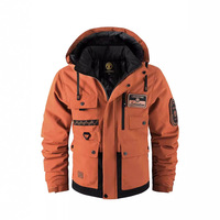 Parka d'hiver pour homme avec logo personnalisé, en polyester épais, à rayures, col montant, fermeture éclair, veste streetwear, manteau thermique rembourré pour l'extérieur