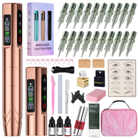 Set de Máquina de Tatuaje Inalámbrica Todo en Uno con Doble Batería, Herramienta Multimodo para Cejas, Labios, Depilación y Maquillaje