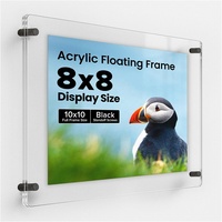 Support mural flottant en acrylique transparent de 8 po x 8 po avec entretoises noires (1) – Présentoir portable et écologique pour photos flottantes