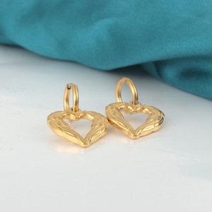 yunnique Heart Shape Gold Hoop <b>Earrings</b> With <b>Wing</b> Design 18K Purity Everyday Wear Dangle <b>Earrings</b> FY190221 - Product Image 3