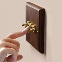 Enchufes Eléctricos Dobles USB Universales, Estándar del Reino Unido, Panel de Madera de Nogal Negro Retro para el Hogar, Interruptor de Luz y Enchufe de Latón