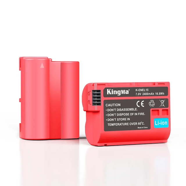 KingMa 2400mAh EN-EL15 Battery for Nikon D850 D750 D810 D7500 D7200 Z6 Z7 II Cameras High Capacity Li-ion Rechargeable Pack