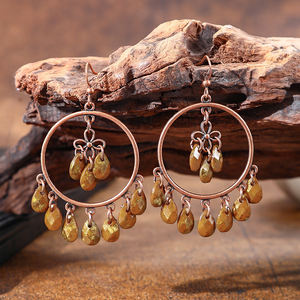 Pendientes Largos de Estilo Vintage <span class=keywords><strong>para</strong></span> Mujer, Pendientes de Aro Redondos con Filigrana, Pendientes Grandes y Coloridos Estilo Gitano <span class=keywords><strong>para</strong></span> Mujer - Product Image 2