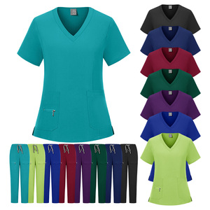Nurse Scrub Set Women V Neck Short Sleeve Uniform With Pockets Moisture Wicking Hospital Work Clothes Split Set Size S XXL - Product Image 4