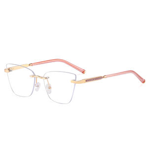 MS 81511 2024 แว่นตาผู้หญิงแบบใหม่ TR90+โลหะ กรอบแว่นแบบไร้ขอบ ดีไซน์ทันสมัย เปล่งประกาย รับทำโลโก้ - Product Image 4