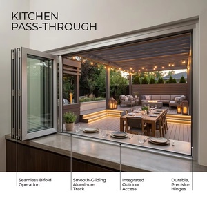 Fenêtre pliante de cuisine à passage direct, profil en aluminium, double vitrage, pour bar, café, maison - Product Image 1