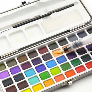 Juego de Pinturas de Acuarela Sólida Artecho de 50 Colores para Papel, Lienzo y Vidrio con Pincel Incluido - Product Image 4