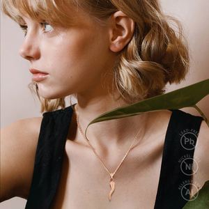 Merryshine protection Amulet Jewelry 925 Sterling Silver Rose <strong>Gold</strong> <strong>Cornicello</strong> Lucky Italian Horn Charm <strong>Necklace</strong> - Product Image 3