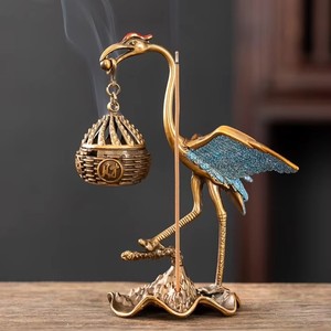 Brûleur d'encens suspendu en alliage, décoratif, créatif, porte-bonheur, avec motifs Grue, Dragon, Nuage, Fleur de prunier et Cerf - Product Image 1