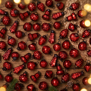 Vente en gros de petites décorations de Noël rouges, forme mixte, verre rétro, 1 pouce, pour la décoration du Nouvel An et les cadeaux GSET-620 - Product Image 2