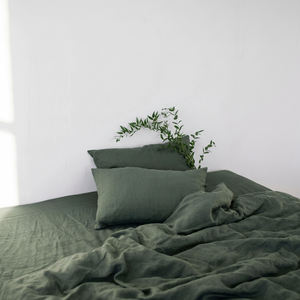 Custom Hotel <b>Duvet</b> Cover <b>Sets</b> Stonewashed Linen <b>Duvet</b> Cover 2 Matching <b>Pillow</b> Cases Solid Olive Hotel - Product Image 1